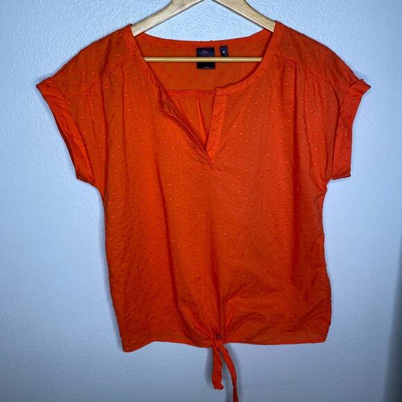 Rafaella V-Neck Tie Bottom Orange Dots Medium - Picture 1 of 6